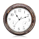 Gartenuhr Wetterfest, Außenuhren Wasserdicht, Wasserdichte Wanduhr, Außenuhren Wetterfest Mit Thermometer Und Hygrometer, Wanduhr für Drinnen Und Draußen für Küche Wohnzimmer Badezimmer (12 Zoll)