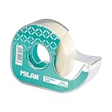 MILAN Unsichtbares Klebeband, 19 mm x 33 m, mit Spender, klares, mattes Finish mit starkem Klebstoff, ideal für Büro, Handwerk und Reparaturen, einfach zu bedienender Spender, nahtloser und