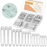 MASPHY 300 Stück Sicherheitsnadeln, 5 Größen robuste Sicherheitsnadeln für Kunsthandwerk, Schmuckherstellung und Nähen