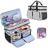 BAFASO Nähtasche Groß, Nähzubehör Organizer Tasche, Nähen Tasche für Nähmaschine Zubehör, Nähen Zubehör Aufbewahrungstasche, Nähaufbewahrung Tasche für Unterwegs, Grau Punkt