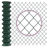 Maschendrahtzaun grün/Gartenzaun mit Viereckgeflecht, 100 cm Höhe, 15 m Länge/idealer stabiler Zaun für Grundstück, Garten und Tiergehege
