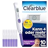 Clearblue Fruchtbarkeits-Ovulationstest-Set, 10 Tests + 1 digitaler Testhalter, Fruchtbarkeitstest für Frauen/Ovulation, fortgeschritten und digital (testet 2 Hormone), schneller schwanger werden