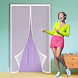 Magnet Fliegengitter Tür 216 x 196 cm Ohne Bohren mit Stärkere Magneten Magnet Insektenschutz für Haustür Terrassentür, Weiß