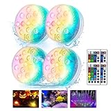 Nalezuns Unterwasser Licht, 13 LED Poolbeleuchtung Unterwasser, 4 Stück LED Poollicht Beleuchtung mit Fernbedienung, RGB Farbwechsel Pool Dekolichter für Schwimmbad, Brunnen, Teich, Aquarium, Party