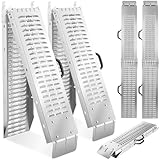 tectake® 2X Faltbare Auffahrrampen, Stahl Rampe, bis 400 kg belastbar, rutschfest, perforiert, Laderampe für Auto oder Anhänger, Auffahrrampe für Motorrad, Rasentraktor, Rollstuhl, Fahrrad (166 cm)