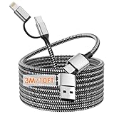 Multi 4 in 1 USB C Kabel Lightning Ladekabel 60W Schnellladegerät & Datenübertragung, iPhone iPad Ladekabel mit Lightning/Typ C/USB A für Apple iPhone 16/15/14/13/12, Samsung, 3 m - Schwarz