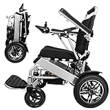 Broobey Leichter Elektro-Rollstuhl für Erwachsene, Elektro-Rollstuhl mit einer Tragkraft von 120 kg, tragbarer, zusammenklappbarer, elektromotorisierter Rollstuhl für Senioren, Grau