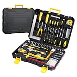 ONEVAN Werkzeugkoffer Gefüll, 127tlg Werkzeugkasten Handwerkzeug Werkzeugset für Holzbearbeitung Haushalt DIY, Werkzeug Koffer Komplett Set inkl. Ratschen & Steckschlüssel, Schraubendreher