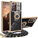Handykette Kompatibel mit Samsung Galaxy Note 20 Ultra 5G Hülle mit Band für Samsung Note 20 Ultra 5G Handyhülle mit Ring Ständer Galvanisierte Kratzfest Schutzhülle Silikon Stoßfest Case