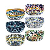 HENXFEN LEAD Dipschalen Porzellan, 240ml Snackschalen Kleine Quadratische Schüssel, Appetizer-Platten für Soße, Gewürzen, Früchten, Sushi & Dessert. Bunte, 6er Pack - Bohemian Style