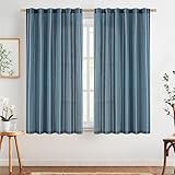 TOPICK 2er Set H 175 x B 140 (cm) Gardinen in Blau für Wohnzimmer Schlafzimmer Küche Leinen Gestreifte Vorhänge Streifen Gardinen mit Tunnelzug Landhausstil Moderne Halbtransparent Vorhänge