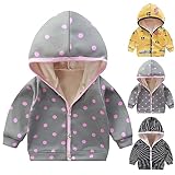 Gestreift Jacke Baby Mädchen Junge Baumwolle Übergangsjacke mit Knopfleiste Süße Auto Tupfen Muster Strickjacke Langarm Kapuzenjacke Warme Weiche Mäntel (Yellow, 6-12 Months)