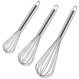 Polly Online Edelstahl-Schneebesen-Set, 3er-Pack Ballon-Schneebesen zum Kochen, Verquirlen, Mischen (8',10',12')