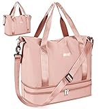 CS COSDDI Sporttasche Faltbare Reisetasche mit Schuhfach und Nassfach, Wasserabweisende Weekender Gym Travel Bag Handgepäck Tasche Trainingstasche für Damen Herren