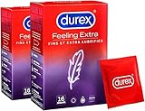 Durex - 2 Packungen Kondome Feeling Extra – fein & extra geschmiert – 2 x 16 Stück