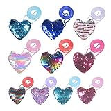 Herefun Pailletten Geldbörse Herzförmige Kinder, 10 Stücke Pailletten Geldbörse, Plüsch Mini Brieftasche Crossbody Taschen Brieftasche kleine Geldbörse Kindergeburtstag Geschenk