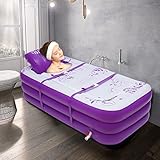 165cm Aufblasbare Badewanne für Erwachsene Faltbare Badewanne Mobil Duschbadewanne Indoor Warm SPA Aufblasbare Pools Mit Rückenlehne Lila