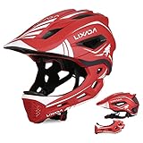 Lixada Fahrradhelm Kinder Helm Fullface Abnehmbar Unisex 52-58cm Children's Helmet 2-In-2 Integrated Größenverstellbar- Mit Abnehmbarem Kinnschutz Helmet inliner Für Fahrräder, Skateboards