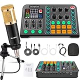 Xisono Kondensatormikrofon Set, Podcast Gerätepaket,BM-800 Mikrofon Kit mit dj Controller, Audio Mixer Set mit mischpult für Streaming/Podcasting/Aufnahme, geeignet für PC/Laptop/Telefon/Pad