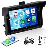 CAMECHO Motorrad GPS Carplay Bildschirm, Kabelloses CarPlay und Android Auto, Tragbarer 7 Zoll Wasserdichter Bluetooth Touchscreen mit Dual Bluetooth, EQ, Navigation, Siri