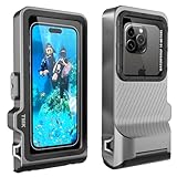 ShellBox wasserdichte Handyhülle Unterwasser Wasserfeste Handy Wasserschutzhülle Handytasche Wasserdicht Schwimmen Baden Compatible für iPhone 16 15 14 13 12 15 Pro Max Samsung S24 Ultra (Grauschwarz)