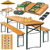 KESSER® Bierzeltgarnitur 3 teilig Gartenmöbel-Set | Klappbar 170 x 46 x 75cm | 2X Bierbänke 1x Biertisch | Festzeltgarnitur Biertisch Stehtisch Sitzgarnitur Holz 12x Bodenschoner