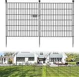 HEYOUTH Teichzaun, Gartenzaun,Steckzaun Metall,10 Zaunelemente(75 * 81cm)+11 Befestigungsstäben,Gitterzaun, Freigehege,Tiergehege Freigehege zaun für hunde