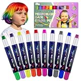 10 Farben Haarkreide für Kinder Mädchen,Temporäre Haarfärbe-Stifte Auswaschbar,Haarfärbestift Premium Haarkreide für Mädchen Set,Temporäre Instant Haarfarbe für Halloween Weihnachten Party