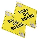 cobee Baby an Bord Auto Warnschilder, 2 Stück 12,7 x 12,7 cm Sicherheits Autoschild mit doppelten Saugnäpfen Baby im Auto Aufkleber für Autofenster wiederverwendbar langlebig Baby an Bord Aufkleber