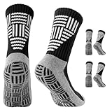 Fußballsocken für Herren und Kinder – rutschfeste Fußballsocken mit bequemer, atmungsaktiver athletischer Passform, perfekt für Training und Sport, Schwarz, 30-34