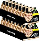 SHEBA Filets - Feinstes Katzennassfutter - 16 x 60g Schalen - mit Huhn - Nassfutter für Katzen - Großpackung