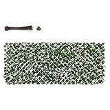 Sekey Efeu Sichtschutz mit Kabelbinder, künstliche Hecke Sichtschutz Ohne Bohren, Balkon Sichtschutz Kunstpflanzen Sichtschutzfächer für Balkon Garten, Blätter B, 100x200 cm, Ausziehbar Größe