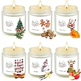 Weihnachtskerzen aus Glas für Frauen,6 Pack Duftkerzen Set,Natürliches Sojawachs,Aromatherapie-Kerzen zum Geburtstag, Kerzen im Weihnachten für Frauen,Männer,Freundinnen,Kollegen