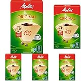 Melitta Filtertüten 100, Aromapor Papier, Naturbraun, (40 Stück) 5er Pack, kompatible mit Kaffeekocher