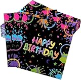 48 Stück Servietten Geburtstag, Geburtstag deko Happy Birthday Servietten, Leuchtendes Neonthema Papierservietten für Junge Mädchen Party (33 x 33cm)