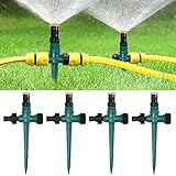 4 Stück Rasensprenger 360° Drehbarer Gartensprenger Garten Sprinkler, Wassersprenger Einstellbar Automatische Bewässerungssystem für Garten Rasen Pflanzen Gemüse Blumen Pastorale (Grün)