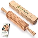 MagicBeech Massageroller aus 100% Buchenholz – Holz Massage-Rolle mit Griff Massagegerät gegen Cellulite zur Maderotherapie Lymphdrainage Körpermassage