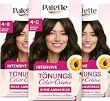 Palette Tönungscreme 4-0 Dunkelbraun (3 x 115ml), temporäre Coloration ohne Ammoniak für eine schonende Grauhaarabdeckung, Haarfarbe für schrittweises Auswaschen, hält bis zu 28 Haarwäschen