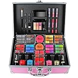 LOVE URBAN BEAUTY Hot Pink Schminkkoffer - 82-teiliges Schminkset für Teenager und Frauen mit Lidschatten, Rouge, Lippenstiften und Nagelprodukten - lustiger Reise-Schminkkoffer für Mädchen