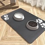 Napfunterlage Hund Katzen Futternapf Unterlage: 60 x 40 cm rutschfeste Hundenapf Unterlage Katzennapf Fressnapf Futtermatte - Saugfähige Schnelltrocknend Katzenmatte Futter Matte Katzenfutter