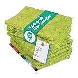 10er Pack Waschhandschuhe, Waschlappen Größe 15x21 cm in Apfelgrün 100% Baumwolle