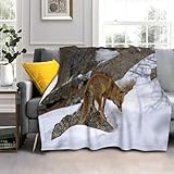 3D Drucken Kuscheldecke 70x100cm Orangefarbener Fuchs Wohndecke Flauschige Warm Weiche Schmusedecke Sofadecke Jungen Mädchen für Wohnzimmer, Schlafzimmer, Camping, Picknick