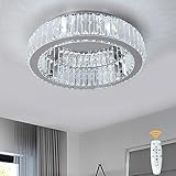 Vinilky Moderne Kristall Kronleuchter, LED Kristall Deckenleuchte mit Fernbedienung Dimmbare Fassung Deckenlampe für Wohnzimmer, Schlafzimmer, Küche, Eingang, Flur