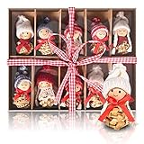 Weihnachtswichtel Anhänger Christbaumschmuck, Edonkvi 10 STK Weihnachtsfiguren Stroh Weihnachtsanhänger Baumschmuck, Niedlich Weihnachtsengel klein Wichtelmännchen Geschenke für Weihnachten