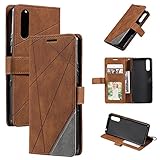 QiongniAN Hülle für Sony Xperia 10 III Hülle Leder,Hülle für Sony Xperia 10 III 5G XQ-BT52 / Xperia 10 III Lite 5G XQ-BT44 Hülle Klapphülle Handytasche Case Brown