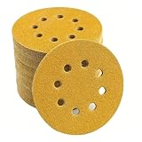 Schleifpapier, Schleifpapierscheiben-Pads, 50 Stück, gelb, mit 8 Löchern, Hakenschlaufe, Körnung 60–800, 5-Zoll-Scheiben-Schleifwerkzeuge(600 Grit 5inch)