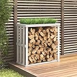 LAPOOH Outdoor-Kaminholzregal, Holzunterstand, Holzstapelhilfe, Aufbewahrung Holz, Holzregal, Brennholzregal Außen, Kaminholz Aufbewahrung, Weiß 108x52x106 cm Massivholz Kiefer