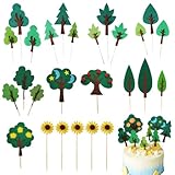 DIFLAX 26 Stück Grüne Bäume Waldland Kuchenaufsatz, Cupcake-Aufsatz zum Geburtstag-Kuchenaufsatz, Camping-Kuchenaufsatz für Dschungel Party, Kuchendeko Geburtstag, Kuchen Deko Dschungel