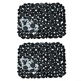 Küchen lieben diese schützenden Spülbeckenmatten, PVC, Kieselstein-Design, Geschirr-Trocken-Pad-Set, 30 x 40 cm, Schwarz, 2 Stück