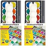 Eberhard Faber 578312 - Wasserfarbkasten Winner, 12 Farben mit Deckweiß und Mischpalette (Packung mit 2)
